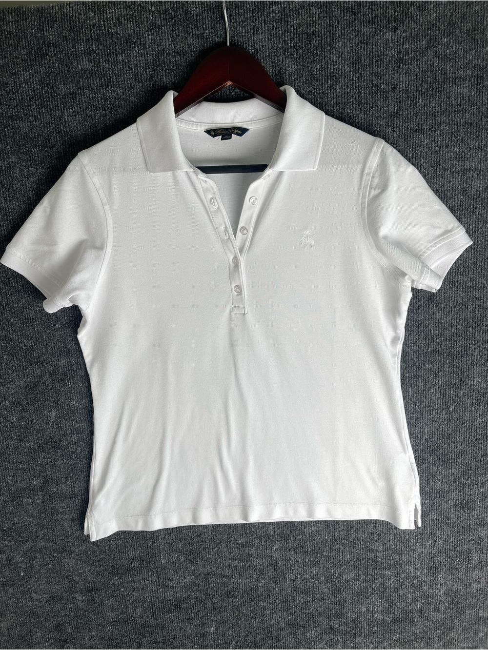 Brooks Brothers White Short-Sleeve Button-Down Polo